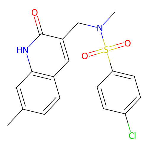4-chloro-N-((2-hydroxy-7-methylquinolin-3-yl)methyl)-N-methylbenzenesulfonamide structure