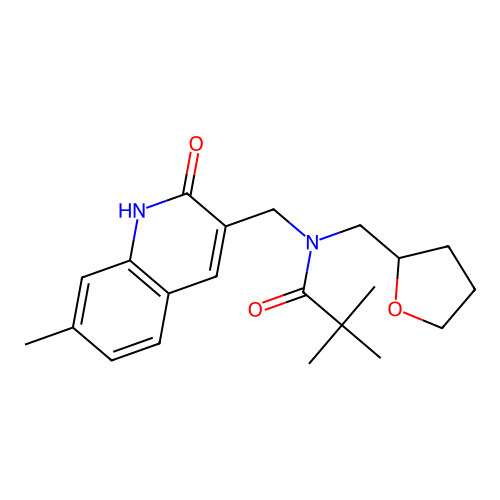 2,2-dimethyl-N-[(7-methyl-2-oxo-1H-quinolin-3-yl)methyl]-N-(oxolan-2-ylmethyl)propanamide structure