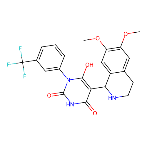 5-(6,7-dimethoxy-1,2,3,4-tetrahydroisoquinolin-1-yl)-6-hydroxy-3-(3-(trifluoromethyl)phenyl)pyrimidine-2,4(1H,3H)-dione structure