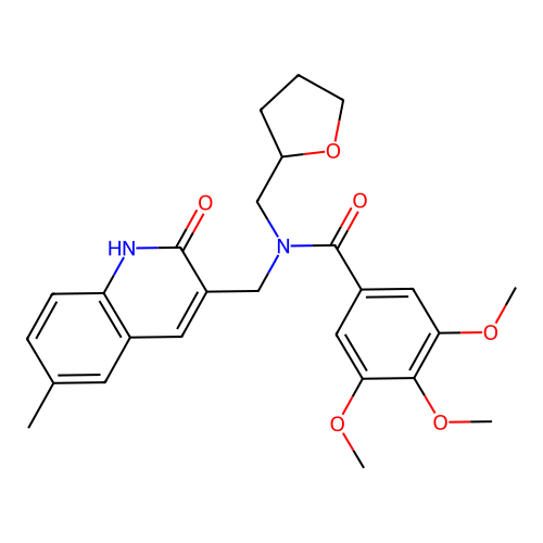 N-((2-hydroxy-6-methylquinolin-3-yl)methyl)-3,4,5-trimethoxy-N-((tetrahydrofuran-2-yl)methyl)benzamide structure