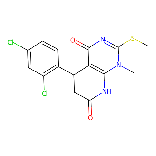 5-(2,4-dichlorophenyl)-1-methyl-2-(methylthio)-5,6-dihydropyrido[2,3-d]pyrimidine-4,7(1H,8H)-dione structure