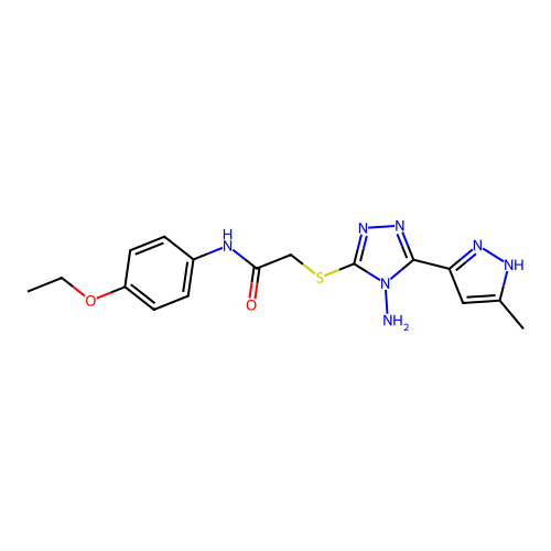 2-[[4-amino-5-(5-methyl-1H-pyrazol-3-yl)-1,2,4-triazol-3-yl]sulfanyl]-N-(4-ethoxyphenyl)acetamide structure