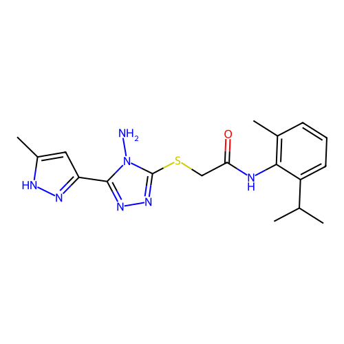 2-((4-amino-5-(3-methyl-1H-pyrazol-5-yl)-4H-1,2,4-triazol-3-yl)thio)-N-(2-isopropyl-6-methylphenyl)acetamide structure