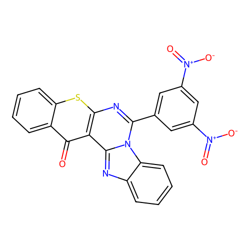 7-(3,5-dinitrophenyl)-14H-benzo[4,5]imidazo[1,2-c]thiochromeno[3,2-e]pyrimidin-14-one structure