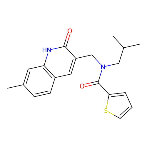N-((2-hydroxy-7-methylquinolin-3-yl)methyl)-N-isobutylthiophene-2-carboxamide structure