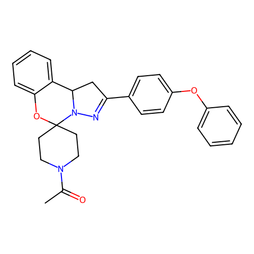 1-(2-(4-phenoxyphenyl)-1,10b-dihydrospiro[benzo[e]pyrazolo[1,5-c][1,3]oxazine-5,4'-piperidin]-1'-yl)ethanone structure