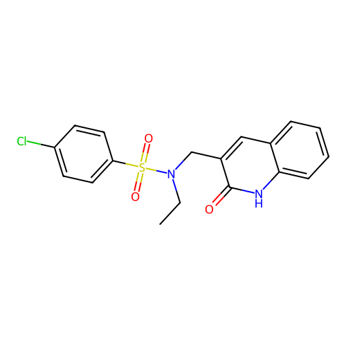 4-chloro-N-ethyl-N-[(2-oxo-1H-quinolin-3-yl)methyl]benzenesulfonamide structure
