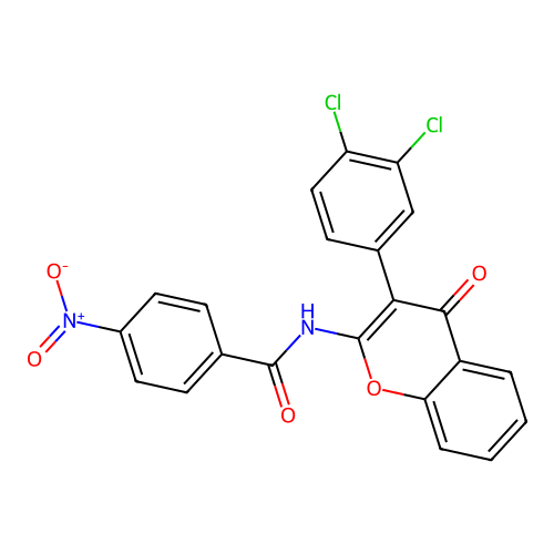 N-(3-(3,4-dichlorophenyl)-4-oxo-4H-chromen-2-yl)-4-nitrobenzamide structure