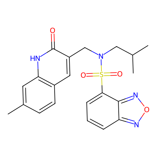 N-((2-hydroxy-7-methylquinolin-3-yl)methyl)-N-isobutylbenzo[c][1,2,5]oxadiazole-4-sulfonamide structure