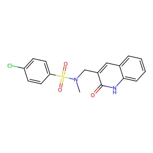 4-chloro-N-methyl-N-[(2-oxo-1H-quinolin-3-yl)methyl]benzenesulfonamide structure