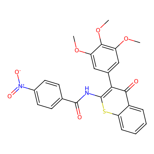 4-nitro-N-(4-oxo-3-(3,4,5-trimethoxyphenyl)-4H-thiochromen-2-yl)benzamide structure
