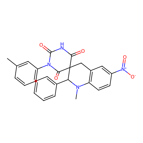 1'-methyl-1-(3-methylphenyl)-6'-nitro-2'-phenylspiro[1,3-diazinane-5,3'-2,4-dihydroquinoline]-2,4,6-trione structure