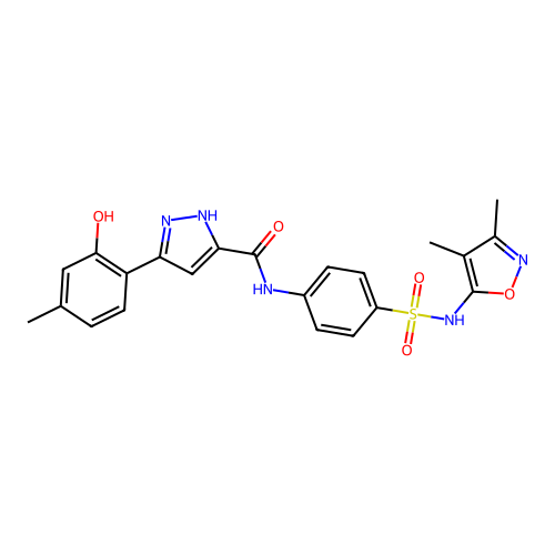 N-{4-[(3,4-dimethyl-1,2-oxazol-5-yl)sulfamoyl]phenyl}-5-(2-hydroxy-4-methylphenyl)-1H-pyrazole-3-carboxamide structure