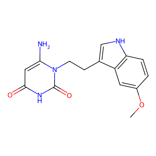 6-amino-1-(2-(5-methoxy-1H-indol-3-yl)ethyl)pyrimidine-2,4(1H,3H)-dione structure