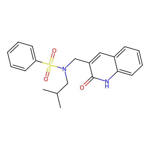 N-(2-methylpropyl)-N-[(2-oxo-1H-quinolin-3-yl)methyl]benzenesulfonamide structure