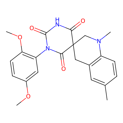 1-(2,5-dimethoxyphenyl)-2-hydroxy-1',6'-dimethyl-1',4'-dihydro-2'H,4H-spiro[pyrimidine-5,3'-quinoline]-4,6(1H)-dione structure