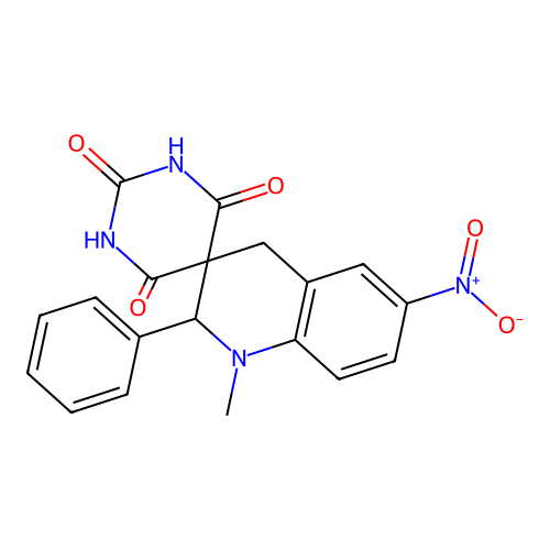 1'-methyl-6'-nitro-2'-phenylspiro[1,3-diazinane-5,3'-2,4-dihydroquinoline]-2,4,6-trione structure