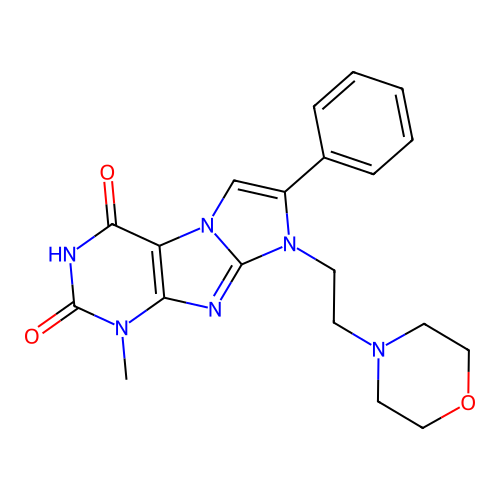1-methyl-8-(2-morpholinoethyl)-7-phenyl-1H-imidazo[2,1-f]purine-2,4(3H,8H)-dione structure