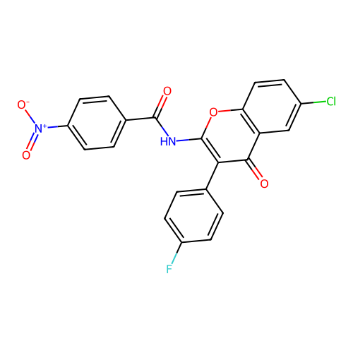 N-(6-chloro-3-(4-fluorophenyl)-4-oxo-4H-chromen-2-yl)-4-nitrobenzamide structure
