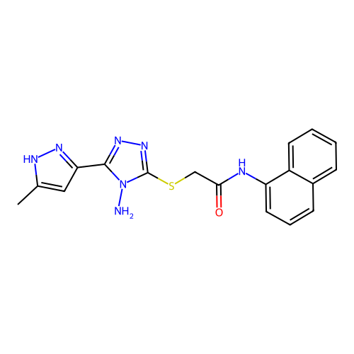 2-[4-amino-5-(3-methylpyrazol-5-yl)(1,2,4-triazol-3-ylthio)]-N-naphthylacetami de structure