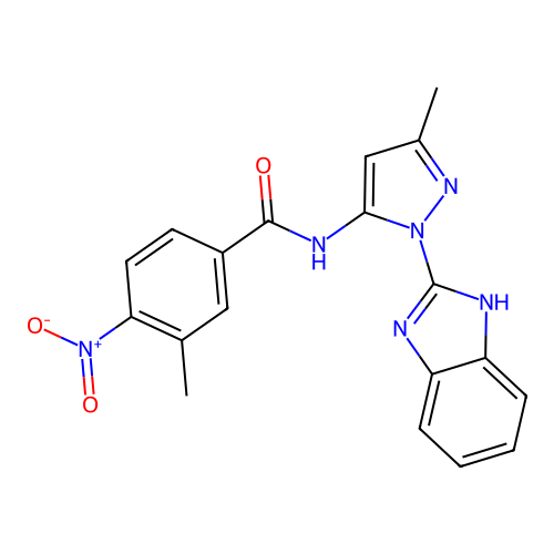 N-[1-(1H-benzimidazol-2-yl)-3-methyl-1H-pyrazol-5-yl]-3-methyl-4-nitrobenzamide structure