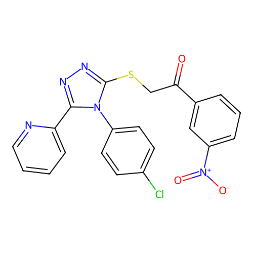 2-[[4-(4-chlorophenyl)-5-pyridin-2-yl-1,2,4-triazol-3-yl]sulfanyl]-1-(3-nitrophenyl)ethanone structure