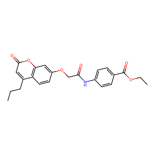 ethyl 4-({[(2-oxo-4-propyl-2H-chromen-7-yl)oxy]acetyl}amino)benzoate structure