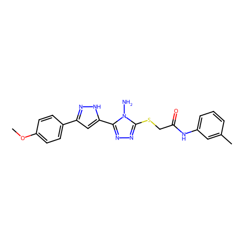 2-((4-amino-5-(3-(4-methoxyphenyl)-1H-pyrazol-5-yl)-4H-1,2,4-triazol-3-yl)thio)-N-(m-tolyl)acetamide structure