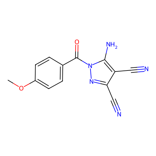 5-Amino-1-(4-methoxybenzoyl)pyrazole-3,4-dicarbonitrile structure