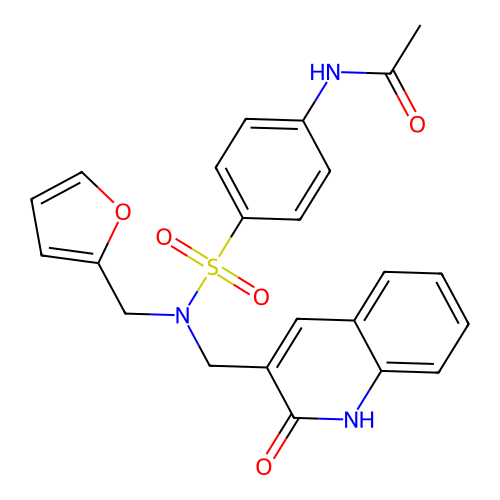 N-(4-(N-(furan-2-ylmethyl)-N-((2-hydroxyquinolin-3-yl)methyl)sulfamoyl)phenyl)acetamide structure