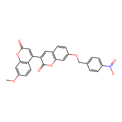 7'-methoxy-7-((4-nitrobenzyl)oxy)-2H,2'H-[3,4'-bichromene]-2,2'-dione structure