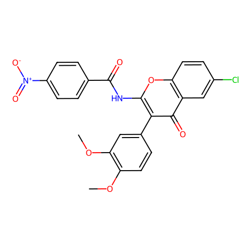 N-(6-chloro-3-(3,4-dimethoxyphenyl)-4-oxo-4H-chromen-2-yl)-4-nitrobenzamide structure