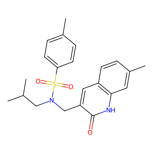 4-methyl-N-[(7-methyl-2-oxo-1H-quinolin-3-yl)methyl]-N-(2-methylpropyl)benzenesulfonamide structure