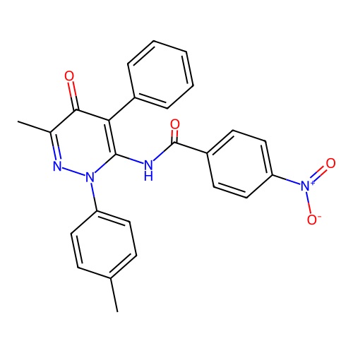 N-(6-methyl-5-oxo-4-phenyl-2-(p-tolyl)-2,5-dihydropyridazin-3-yl)-4-nitrobenzamide structure