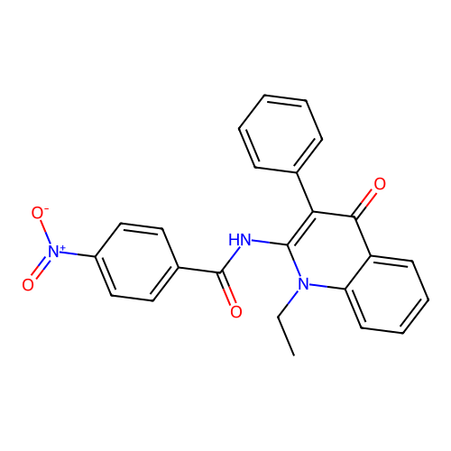 N-(1-ethyl-4-oxo-3-phenyl-1,4-dihydroquinolin-2-yl)-4-nitrobenzamide structure