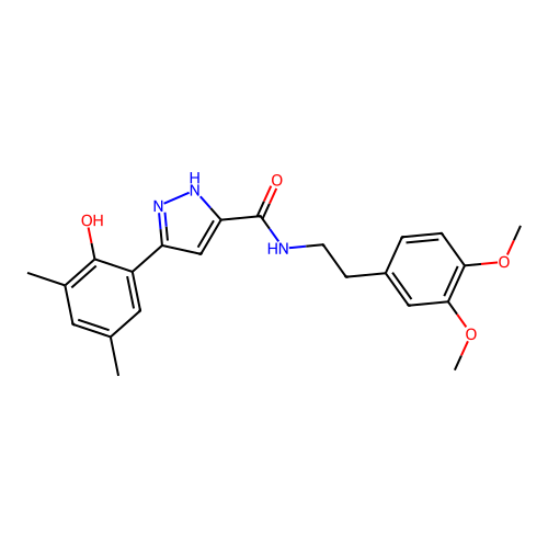 N-[2-(3,4-dimethoxyphenyl)ethyl]-5-(2-hydroxy-3,5-dimethylphenyl)-1H-pyrazole-3-carboxamide structure