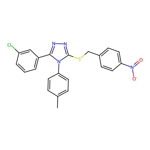 3-(3-chlorophenyl)-4-(4-methylphenyl)-5-[(4-nitrophenyl)methylsulfanyl]-1,2,4-triazole structure