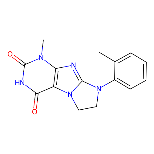 1-Methyl-8-(2-methylphenyl)-1,3,5-trihydroimidazolidino[1,2-h]purine-2,4-dione structure