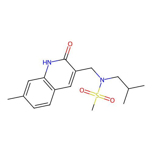 N-[(7-methyl-2-oxo-1H-quinolin-3-yl)methyl]-N-(2-methylpropyl)methanesulfonamide structure