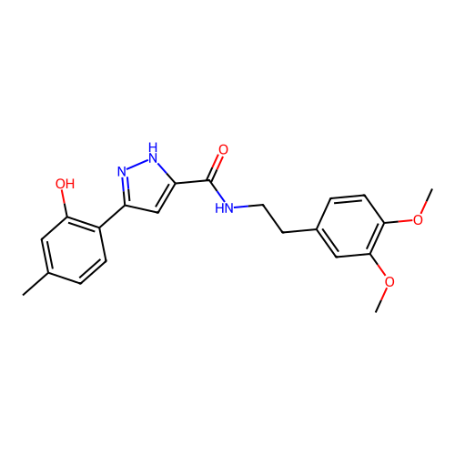 N-[2-(3,4-dimethoxyphenyl)ethyl]-5-(2-hydroxy-4-methylphenyl)-1H-pyrazole-3-carboxamide structure