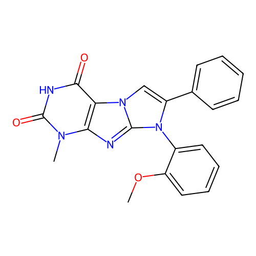 8-(2-methoxyphenyl)-1-methyl-7-phenyl-1H-imidazo[2,1-f]purine-2,4(3H,8H)-dione structure
