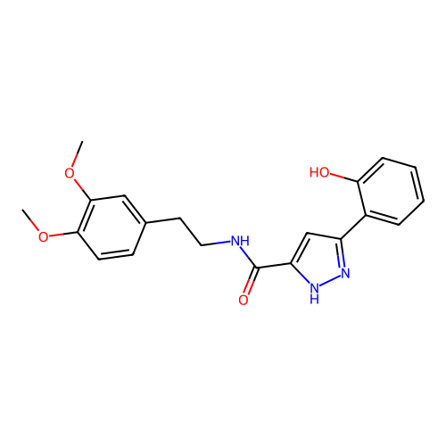 N-[2-(3,4-dimethoxyphenyl)ethyl]-5-(2-hydroxyphenyl)-1H-pyrazole-3-carboxamide structure