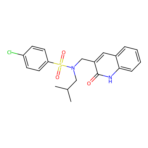 4-chloro-N-(2-methylpropyl)-N-[(2-oxo-1H-quinolin-3-yl)methyl]benzenesulfonamide structure