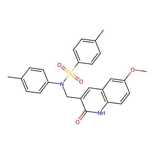 N-((2-hydroxy-6-methoxyquinolin-3-yl)methyl)-4-methyl-N-(p-tolyl)benzenesulfonamide structure