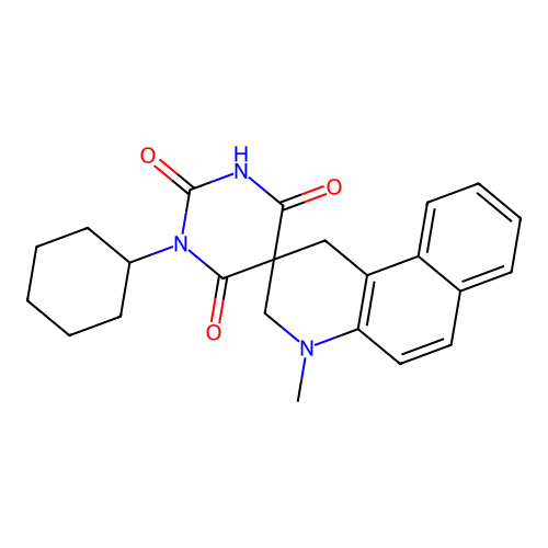 1-cyclohexyl-4'-methylspiro[1,3-diazinane-5,2'-1,3-dihydrobenzo[f]quinoline]-2,4,6-trione structure