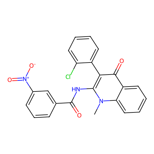 N-(3-(2-chlorophenyl)-1-methyl-4-oxo-1,4-dihydroquinolin-2-yl)-3-nitrobenzamide structure