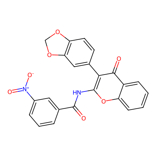 N-[3-(1,3-benzodioxol-5-yl)-4-oxochromen-2-yl]-3-nitrobenzamide structure