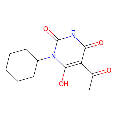 5-acetyl-1-cyclohexyl-6-hydroxypyrimidine-2,4(1H,3H)-dione structure