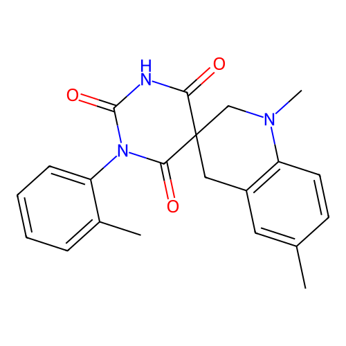 1',6'-dimethyl-1-(2-methylphenyl)-1',4'-dihydro-2H,2'H-spiro[pyrimidine-5,3'-quinoline]-2,4,6(1H,3H)-trione structure