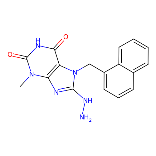 8-Hydrazinyl-3-methyl-7-(naphthalen-1-ylmethyl)purine-2,6-dione structure